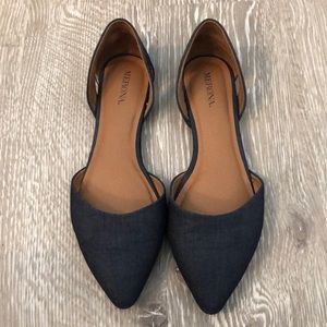 Chambray pointed toe flats
